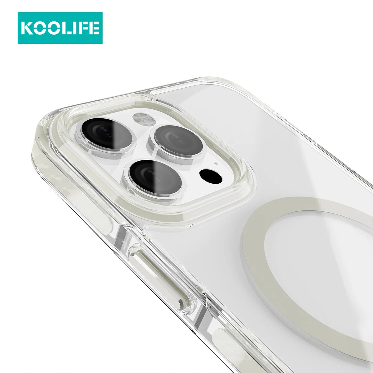 Koolife 2.0mm Transparent Magnetic Mobile Phone Protective Case with Detachable Lanyard Hole for iPhone 11 12 13 14 15 16 Promax