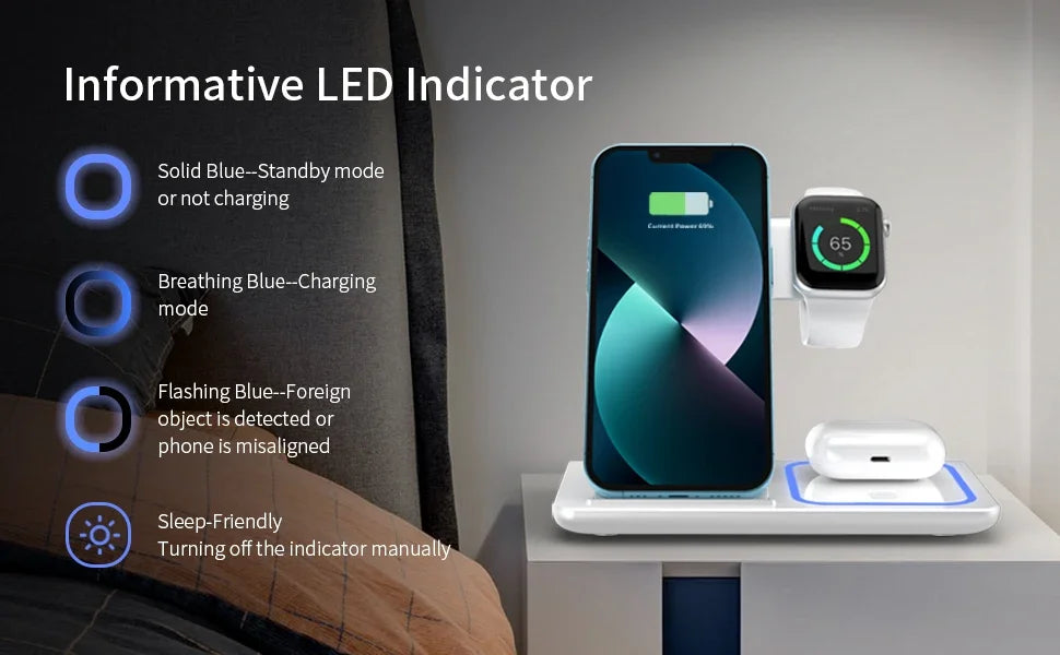 3 in 1 Wireless Travel Charger Stand For iPhone 16~12 Pro Max iWatch S10~2 SE Ultra AirPods 4/3 Pro Foldable Fast Charging Dock