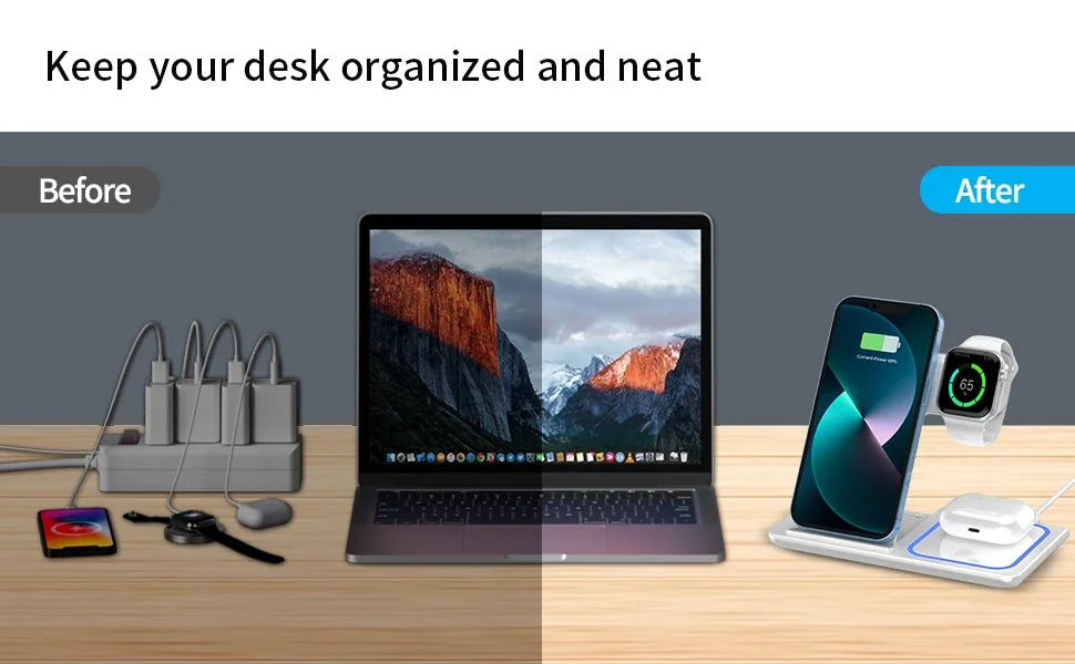 3 in 1 Wireless Travel Charger Stand For iPhone 16~12 Pro Max iWatch S10~2 SE Ultra AirPods 4/3 Pro Foldable Fast Charging Dock