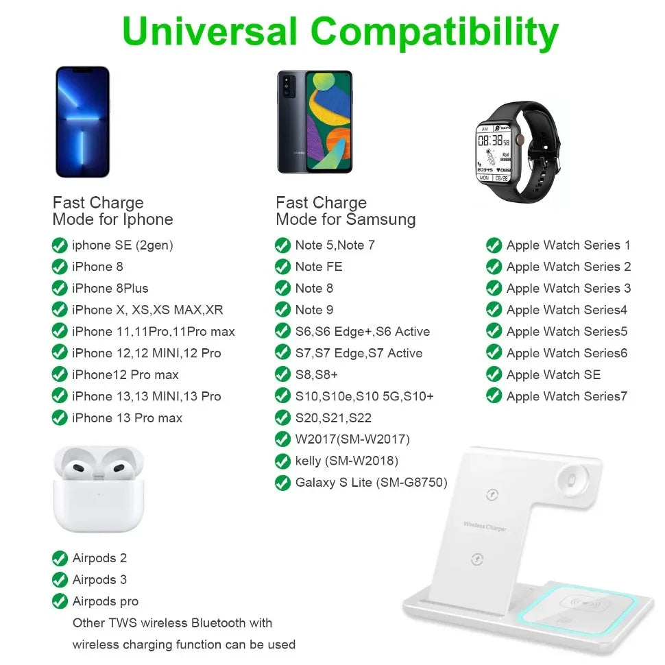3 in 1 Wireless Travel Charger Stand For iPhone 16~12 Pro Max iWatch S10~2 SE Ultra AirPods 4/3 Pro Foldable Fast Charging Dock