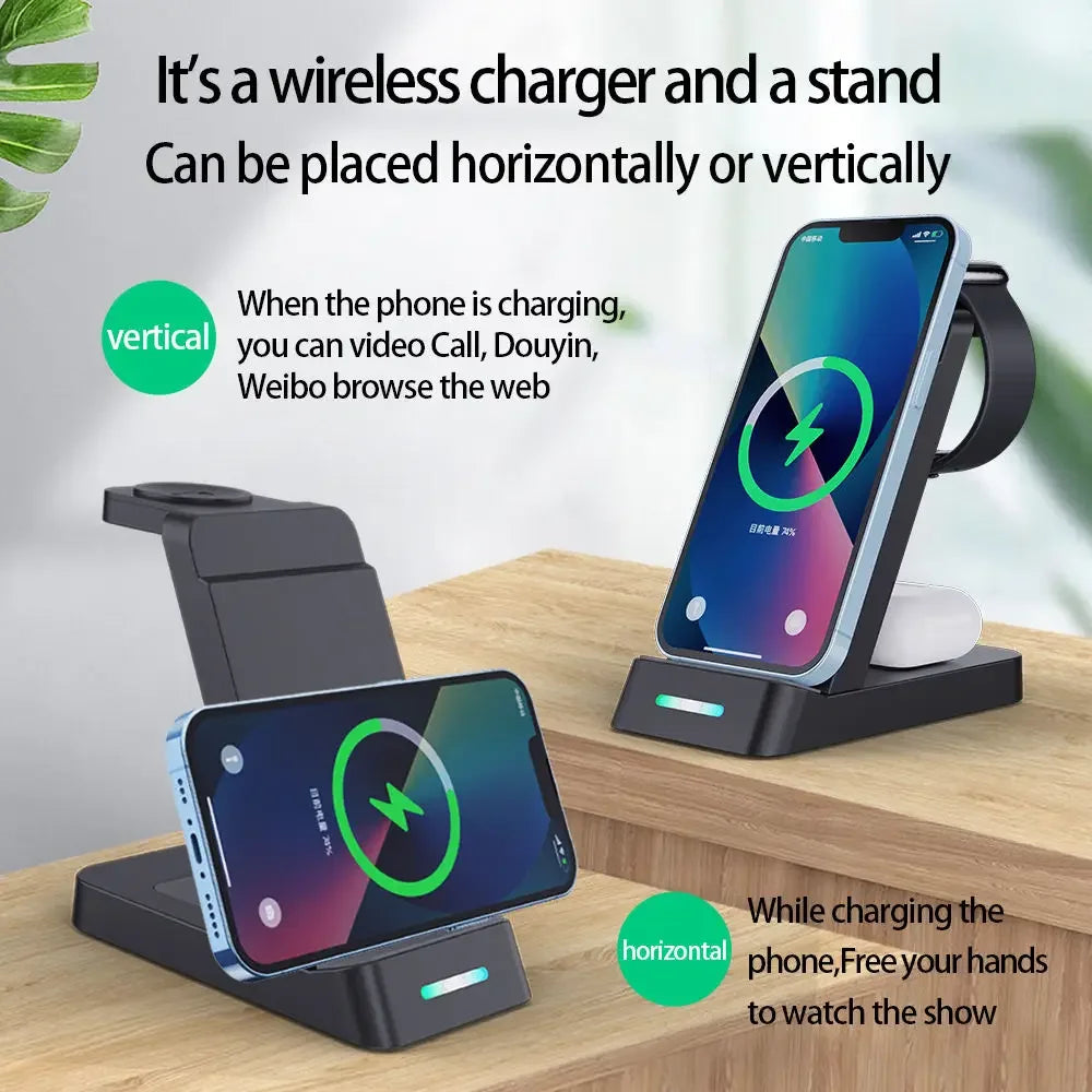 3in1 Wireless Charging Base Wireless Fast Charging Suitable For I Phone Phones Earphones And Watches