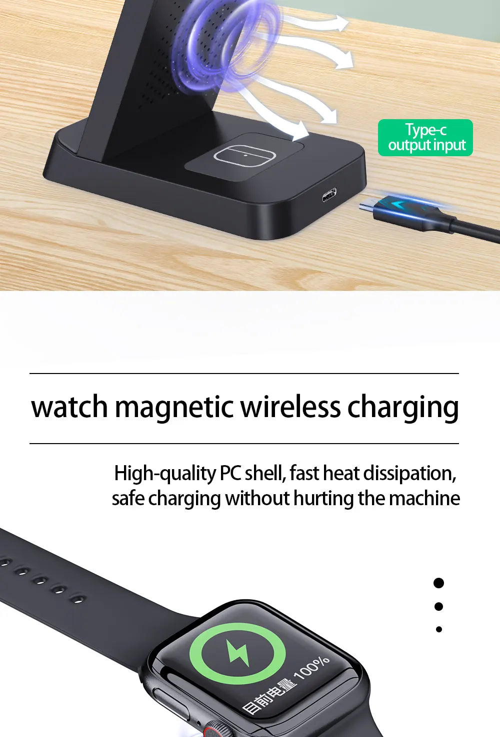 3in1 Wireless Charging Base Wireless Fast Charging Suitable For I Phone Phones Earphones And Watches