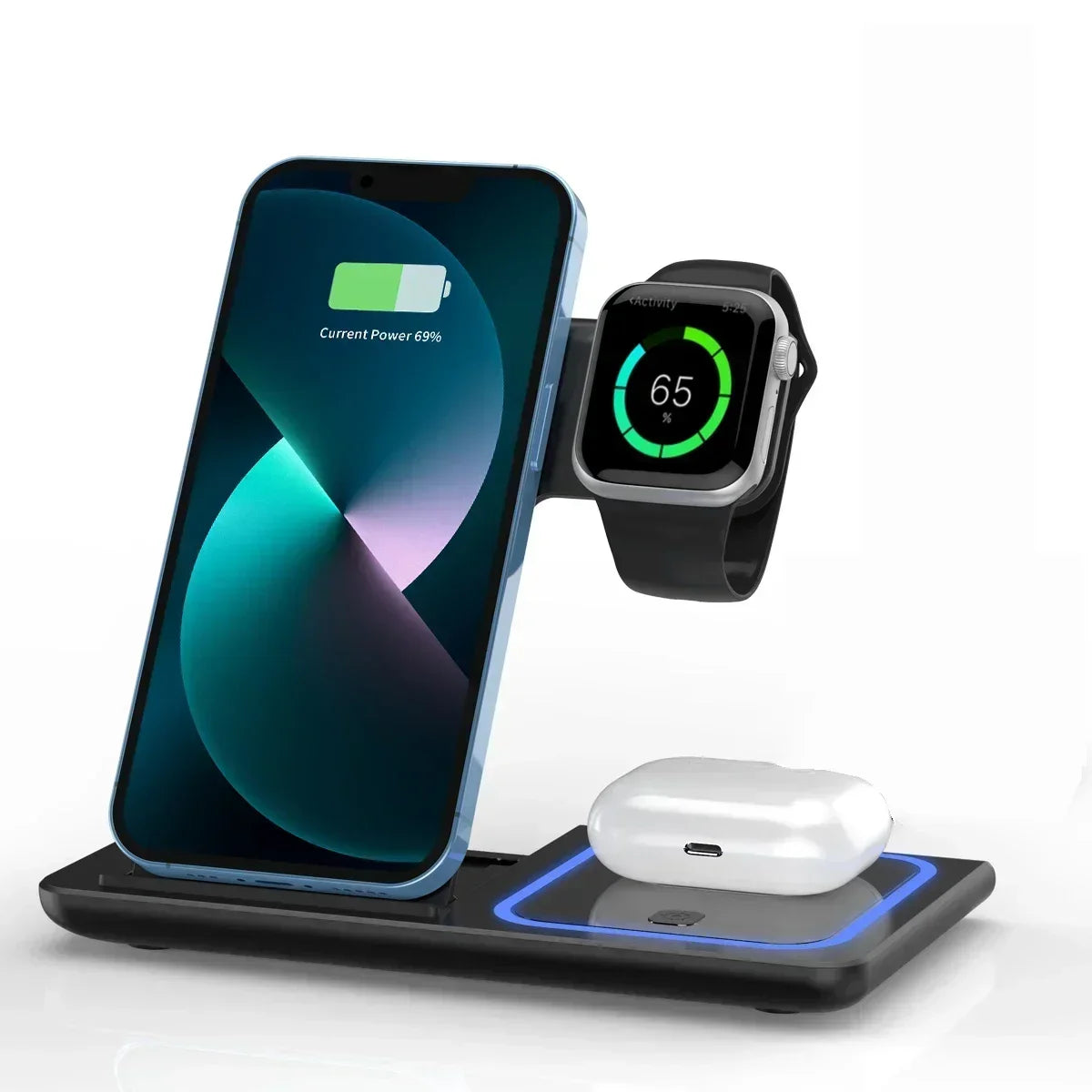 3 in 1 Wireless Travel Charger Stand For iPhone 16~12 Pro Max iWatch S10~2 SE Ultra AirPods 4/3 Pro Foldable Fast Charging Dock