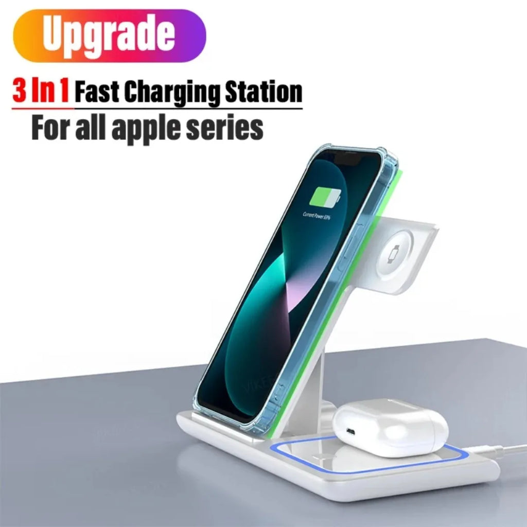 3 in 1 Wireless Travel Charger Stand For iPhone 16~12 Pro Max iWatch S10~2 SE Ultra AirPods 4/3 Pro Foldable Fast Charging Dock