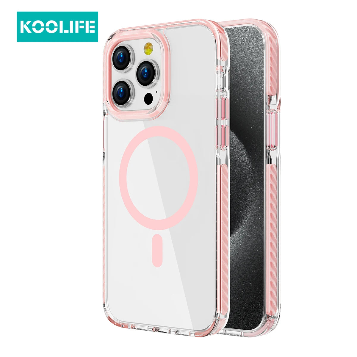 Koolife 2.0mm Transparent Magnetic Mobile Phone Protective Case with Detachable Lanyard Hole for iPhone 11 12 13 14 15 16 Promax