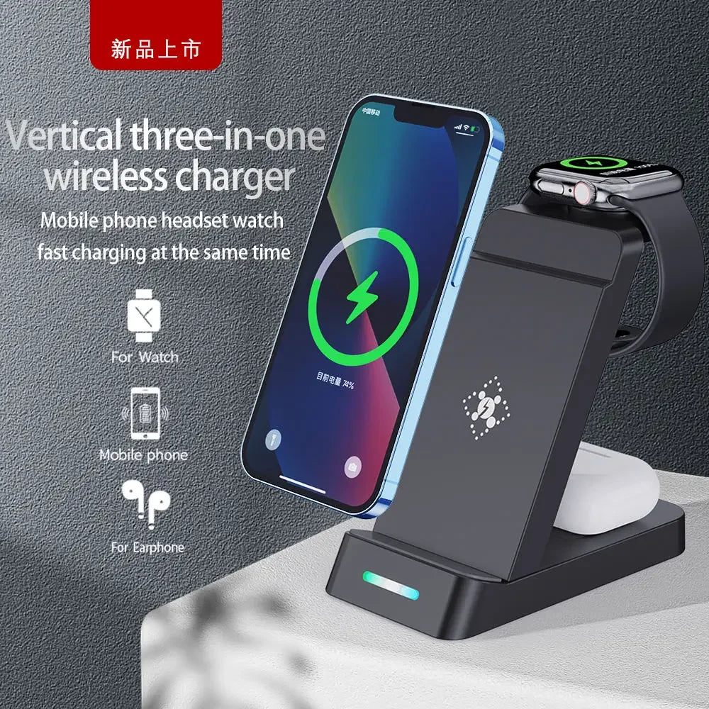 3in1 Wireless Charging Base Wireless Fast Charging Suitable For I Phone Phones Earphones And Watches