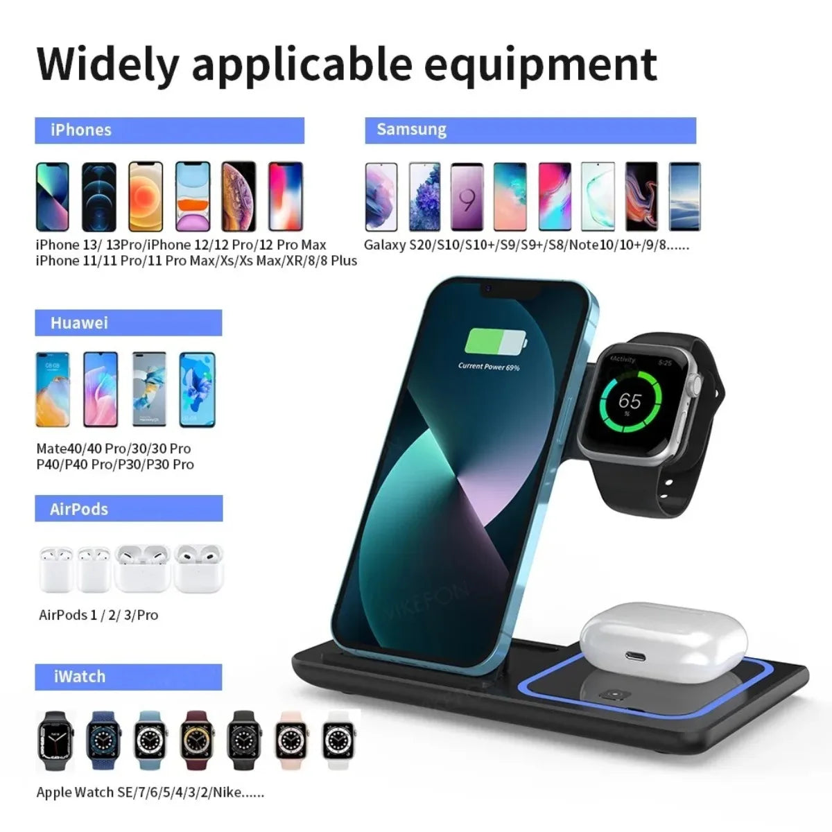 3 in 1 Wireless Travel Charger Stand For iPhone 16~12 Pro Max iWatch S10~2 SE Ultra AirPods 4/3 Pro Foldable Fast Charging Dock